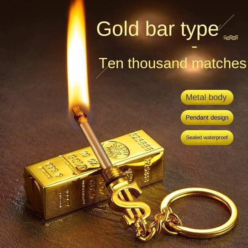 High Quality Collectable Metal Gold Bar Style Petrol/Kerosene Keychain Lighter - The Crazies Lighter Collection