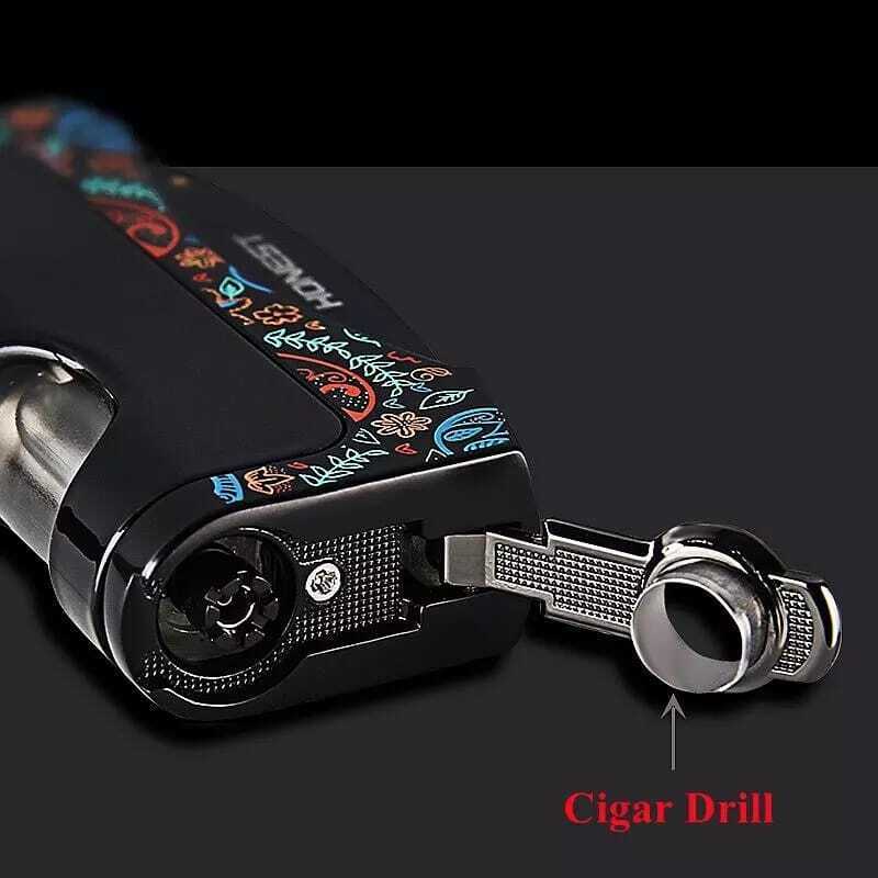 Straight Jet Gas Lighter Windproof Cigar Drill Lighter Smoking Chill - The Crazies Lighter Collection