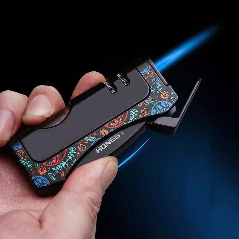 Straight Jet Gas Lighter Windproof Cigar Drill Lighter Smoking Chill - The Crazies Lighter Collection