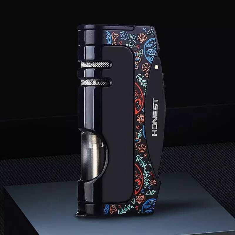 Straight Jet Gas Lighter Windproof Cigar Drill Lighter Smoking Chill - The Crazies Lighter Collection